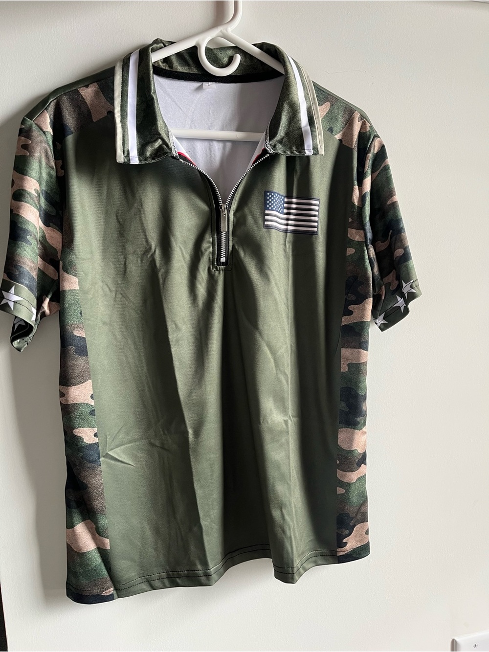 Men's Olive Green Camo-Trim Performance Polo